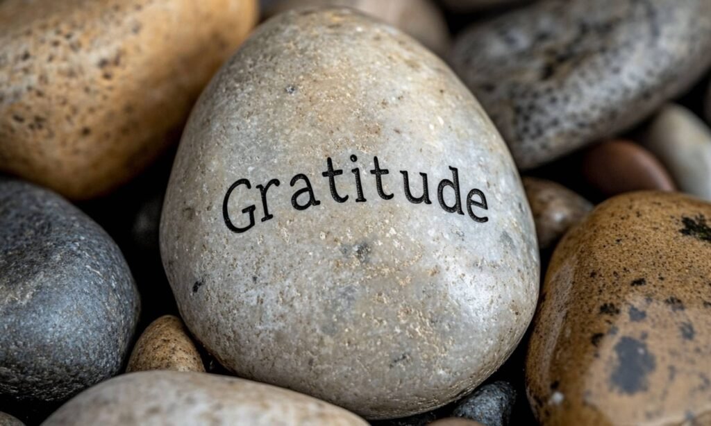 Rock etched with Gratitude